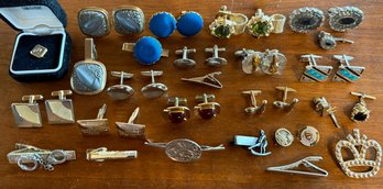 Assorted Vintage Cuff Links - Tie Tacks & Pins - Shields - Secrest -  Hinton - Swank