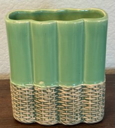 Vintage Mccoy Green Woven Planter