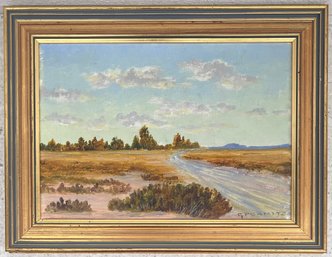 Original Signed George Paul Canitz Oil On Board Landscape In Custom Wood Frame - South Africa