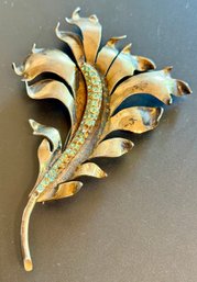Vintage Castlecliff Sterling Silver Leaf Pin  (as Is) Total Weight 20.88 Grams