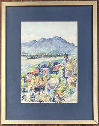 Original Durant Sihlali Signed 1976 Water Color In Custom Frame - South Africa