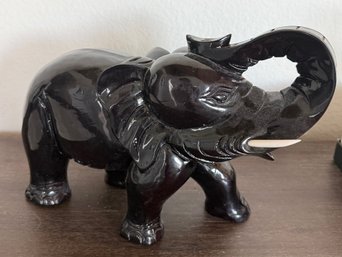 Black Laquerware Wood Elephant Made In Vietnam