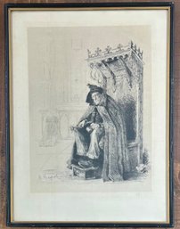 Vintage Le Donneur D'eau-benite Print By Henri Brispot In Frame