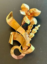 10k Yellow Gold M. B. S. Antique Flower Brooch - Total Weight - 9.23 Grams