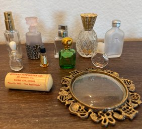 Vintage Perfume Bottles - Polo, Eternity, Calvin Klein, Ele, Antique Thread Case, Magnifying Glass