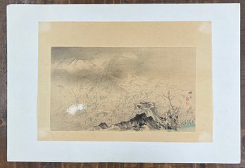Vintage Seiho Takeuchi Wood Block Paper Print - 12 Views Of Mount Fugi