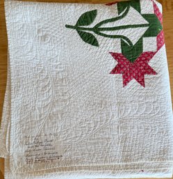 Made In 1851 By Sallie Kellogg Wyeth And Lucy Snow Runnels Hand Stitched Carolina Lily Quilt