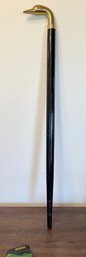 Brass Handled Duck Head Flask Cane With (2) Glass Flasks