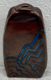 Vintage Jane Kaneto Flat 7' Pottery Vase With Mountains