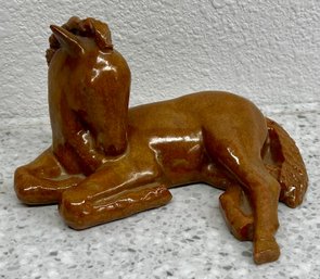 Signed Louise Abel Rookwood 1944 Pottery Glazed Seated Horse