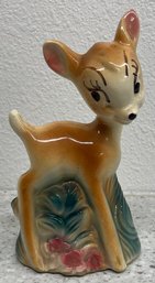 Vintage Walt Disney Bambi Ceramic Coin Bank Full Of Coins