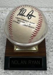 Nolan Ryan 5,000th Strikeout Commemorative Baseball With Case