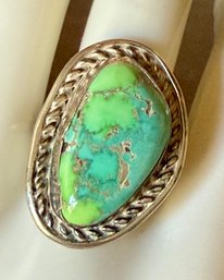 Vintage Navajo Sterling Silver Sonora Gold Ring Size 9 - Weight - 10.9 Grams