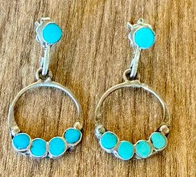 Pair With F Vintage Zuni Turquoise Dot Earrings - Weigh 2.69 Grams