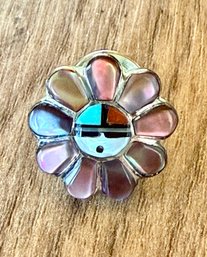 Vintage Morris Laahte Zuni Sterling Silver Sun Face Hat Pin - 3.46 Grams