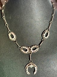 Zuni Vintage Virgil & Lena Dishta Stunning Sterling And Mother Of Pearl 14 Inch Necklace - 17.51 Grams
