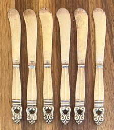 (6) Royal Danish International Sterling Silver 6' Spreader Knives - 180 Grams