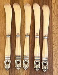(5) Royal Danish International Sterling Silver 6' Spreader Knives - 165 Grams