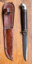 Vintage 7.5' Fixed Blade Knife With Leather Sheath