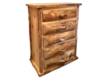 Rustic Natural Wood 5 Drawer High Boy Dresser