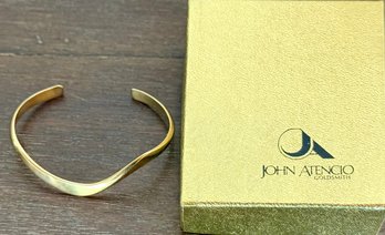 Vintage John Atencio 14k Yellow Gold Cuff Bracelet - 9.28 Grams W Original Box