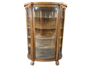 Rounded Antique Oak  Glass Curio Cabinet