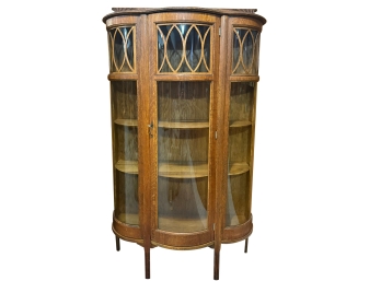 Beautiful Antique Glass Front Curio Cabinet Wood Trim