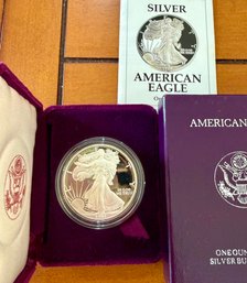 1991S One Ounce Fine Silver American Eagle One Dollar Coin Proof In Original Box With Paperwork