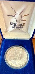 1991 One Ounce Fine Silver Walking Liberty One Dollar Coin Proof In Original Box