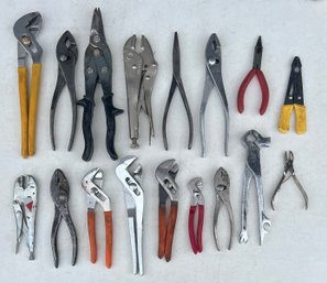 Hand Tools - Assorted Tongue And Groove Pliers, Tin Snips, Vice Grips, And More