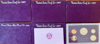 (5) 1987 US Proof Sets With Paperwork And (1) 1988 US Proof Sets With Paper Work