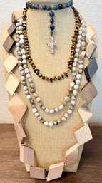 Vintage Seed Pod Necklace, Adorne Painted Wood Necklace, Tiger Eye Stone And Bead Necklace, Prayer Bracelet