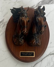 Cammie Lundeen 'marathon Mates' Limited Edition Bronze Sculpture 6/50 With Wood Base
