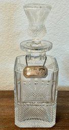 Edinburgh Scotland Thistle Motif Cut Crystal Scotch Decanter With Sterling Silver Plaque