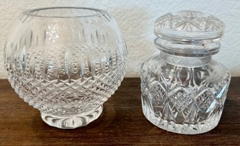 Crystal Apothecary Jar With Lid And Diamond Cut Pattern Crystal Bowl