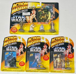 (4) Kenner 1994 Star Wars Action Masters Die Cast Metal Figurines In Packaging