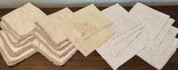 (18) Vintage Napkins - Battenburg Lace, Crochet Trim