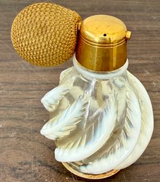 Antique Fenton For Devilbiss French Opalescent Feather Atomizer Perfume Bottle