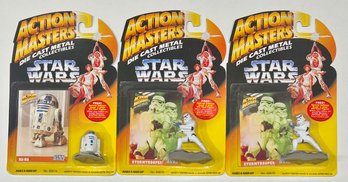 (3) Kenner 1994 Star Wars Action Masters Die Cast Metal Collectibles - R2D2 And (2) Stormtroopers