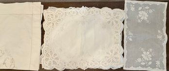 Battenburg Lace Table Cover (as Is)and (8) Place Mats
