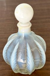 Vintage Fenton French Opalescent Feather Perfume Bottle With Glass Lid