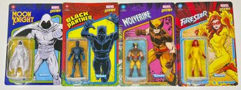 (4) Hasbro Kenner Marvel Legends Figurines - Wolverine, Black Panther, Moon Knight, & Fire Starter