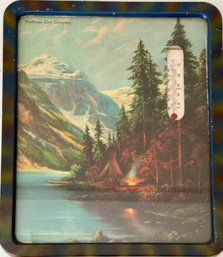 Antique Packman Coal Co. Mountain Teepee Scene Framed Thermometers