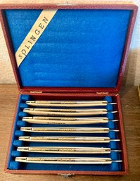 Rare Antique Solingen 7 Days Of The Week Germany Souvenir Straight Razor Set In Box