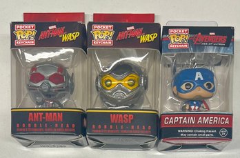 Funko Pocket Pop Marvel Keychains - Ant-man, Wasp, & Captain America In Boxes 2023