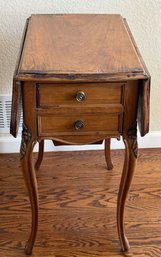 Victorian Rose Wood Drop Leaf 2 Drawer Work Table Cabriole Legs (as Is) - Pickup This Item Sunday 12-2pm FC