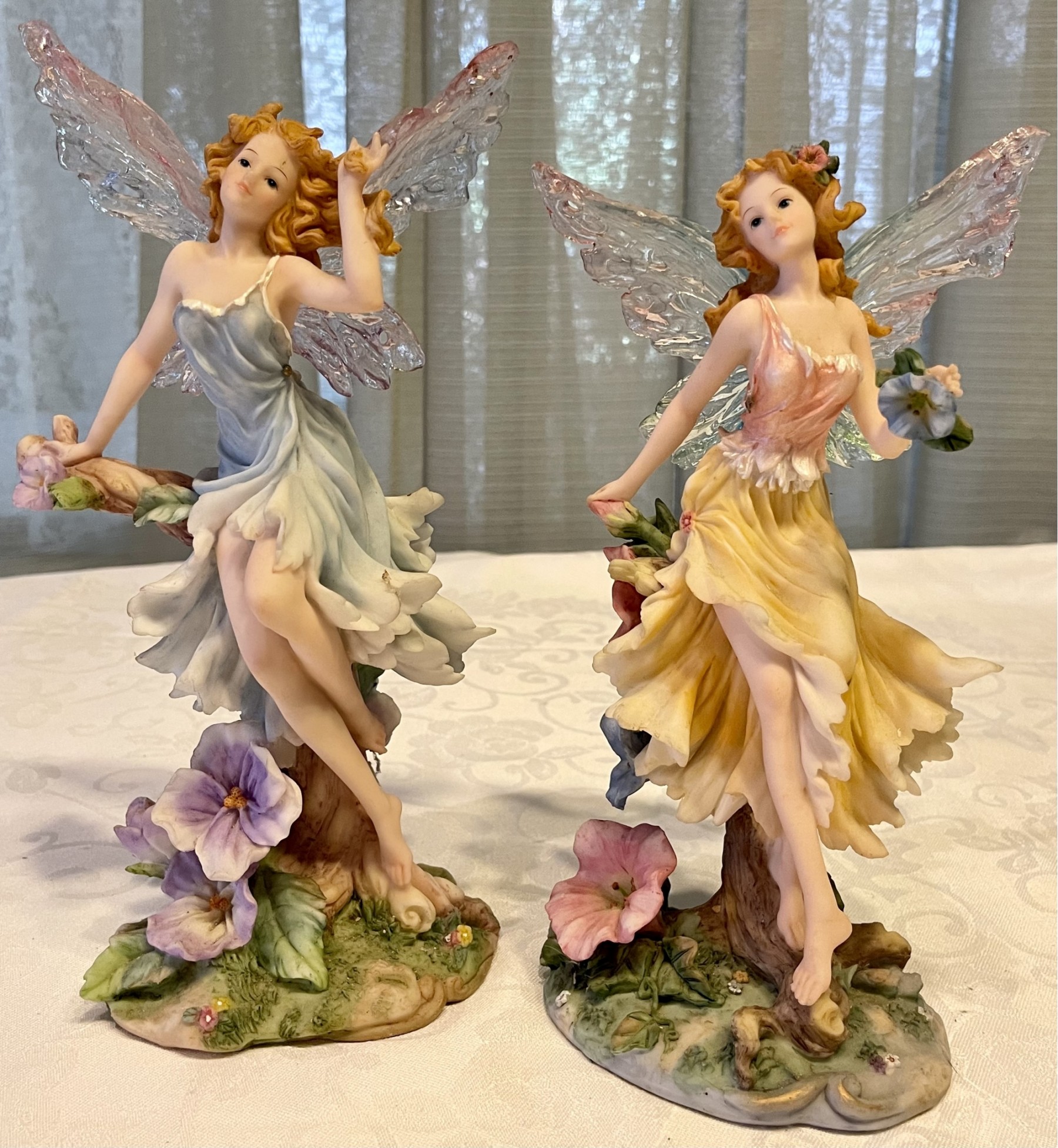 2) Vintage Montefiori Collection 10 Inch Porcelain Fairies With