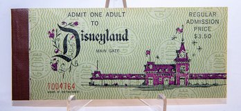 Early 1960s Disneyland Ticket Book With MAIN GATE  ADMISSION TICKET ATTACHED