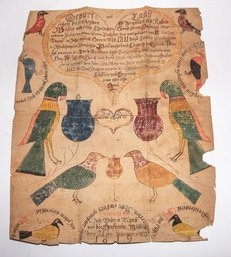 EARLY 19TH CENTURY - 1819 -  FRAKTUR BITH &  BAPTISMAL CERTIFICATE - UNIQUE FOLK ART