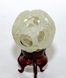 VINTAGE CHINESE NEPHRITE JADE 3-lAYER PUZZLE BALL